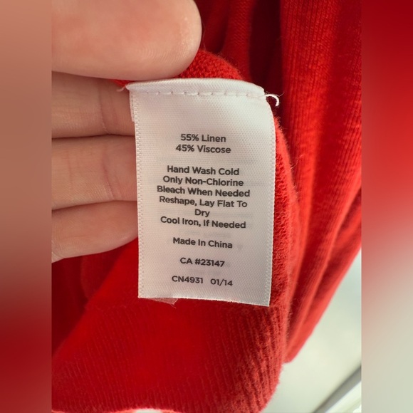 Talbots Womens Cardigan M Red Open Front Linen Blend Long Sleeve Lightweight - Picture 3 of 7